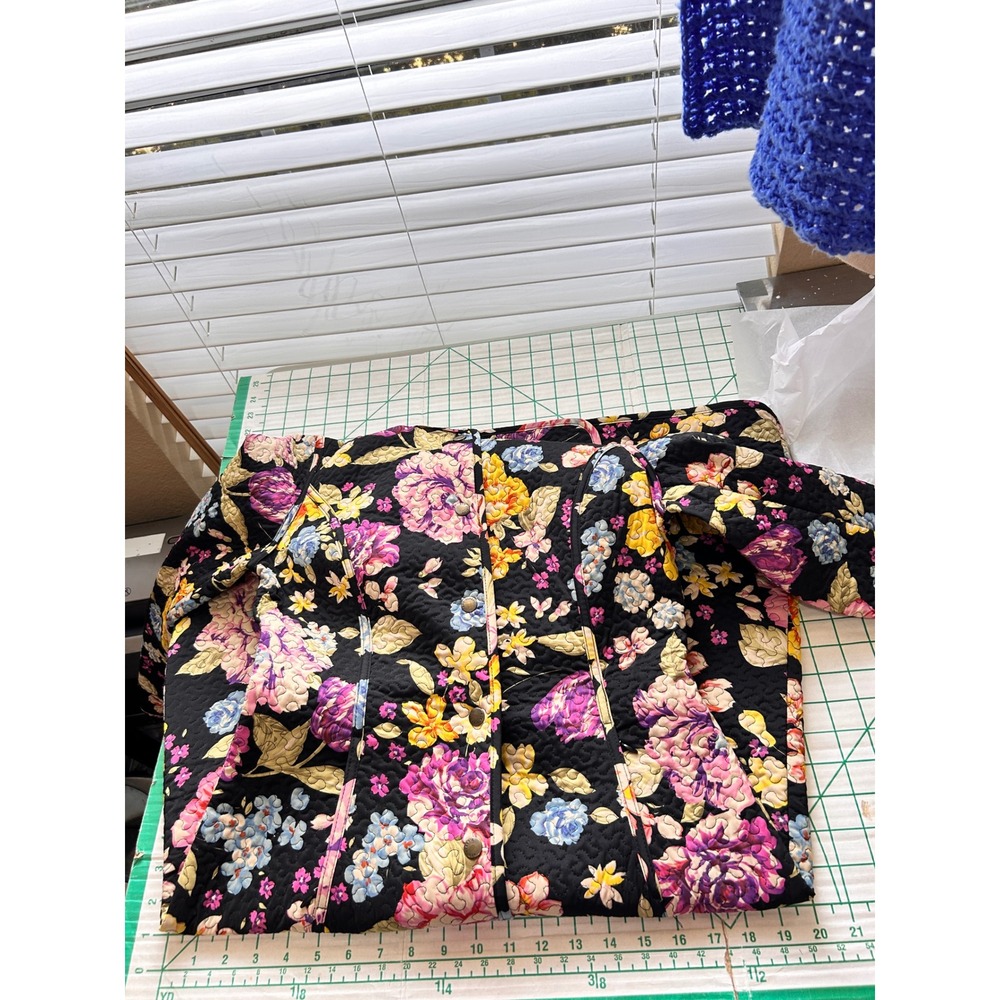 Neo Quilted Floral Maxi Coat Black Dark Floral Whimsigoth Hooded Jacket Cottage - Picture 6 of 16